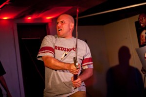 Stacz Sadowski in a production shot from Cameron McNary's Of Dice and Men, of course by Cheshire.