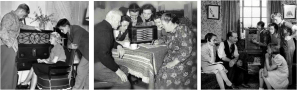 Families gathered around radios to listen to FDR's fireside chats. FDR was president 1933 - 1945.