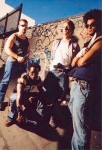 Macbeth. Harold Reid, Skyler Cooper, Pete Caslavka, and Casey Jackson. Photo by Kevin Berne. 2003.