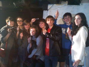 One of my favorite moments as a director. This group of high school students came to see my Titus. They all brought spoons with them and held them up when the pie came out. I collared them after the show for this picture.