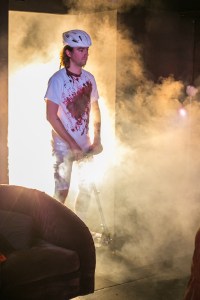 Mike Delaney in Lauren Gunderson's Toil and Trouble at Impact Theatre. Photo by Cheshrie Isaacs.