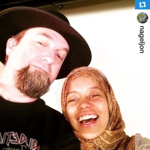 My handsome husband on rehearsal break with fellow actor Ariel Irula, May 2015.