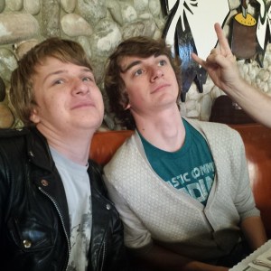 Jonah and Jacob, goofing off on a road trip, 2014