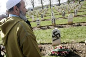 Muslim cemeteries are similarly vandalized. Notre Dame de Lorette cemetery near Arras, northern France, April 7, 2008. Photo: Reuters/Sadouki